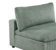 Sage Color 7pc Modular Sectional Set Corduroy Upholstery Couch 2x Corner wedge, 2x Armless Chairs 3x Ottomans Living Room Furniture