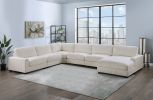 Living Room Furniture Armless Chair Beige Wide-Welt Corduroy 1pc Armless Chair Soft Cushion Wood Legs