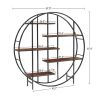 Round 5-Tier Metal Plant Stand bookcase storage rack, Indoor Living Room Terrace Garden Balcony Display Stand. Rustic Brown, 67'' W x 11.8'' D x 67''