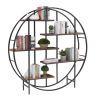 Round 5-Tier Metal Plant Stand bookcase storage rack, Indoor Living Room Terrace Garden Balcony Display Stand. Rustic Brown, 67'' W x 11.8'' D x 67''