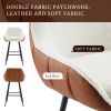 26" Modern Counter Height Bar Stools Set of 2, Mid Century Leather Upholstered Accent Arm Bar Stools, Leisure Side Chair with Metal Legs for Kitchen&D