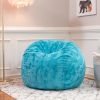 Jaxx Saxx 3 Foot Bean Bag Chair - Faux Fur - Fun Colors, Maui Turquoise