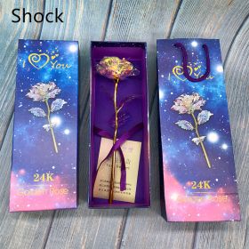 24K Luminous Color Gold Rose Flower Set (Option: Shock gold blue pack)