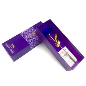 24K Luminous Color Gold Rose Flower Set (Option: Blue purple gift)