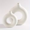 1pc; White Ceramic Vase White Vases For Decor; Modern Home Decor Vase; Boho Vases For Decor; Circle Vase; Round Vase; Donut Vase; Decorative Vase