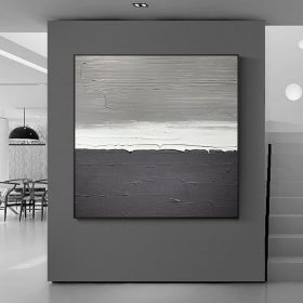 100% hand painted White Gray Abstract Oil Painting Canvas Handmade oil Painting For Home Office Bar Decor (size: 70x70cm)