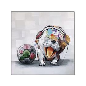 Cute Dog Baby Graffiti Oil Painting Abstract Art Animal Pet Canvas Posters Wall Pictures for Living Room Home Decoration (size: 60x60cm)