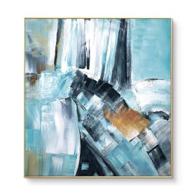 100% Modern Abstract Oil Painting large hand painted Abstract Painting Blue  Abstract Canvas for Wall Art Office Decoration (size: 60x60cm)