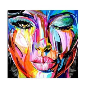 Francoise Nielly face oil painting wall art pictures portrait Impasto figure Palette Knife on Canvas Cuadros Cuadros Decoration (size: 80x80cm)