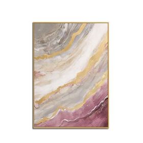 Modern Gold Foil Abstract Oil Painting Artist Hand-painted High Quality pink Oil Painting for Living Room Decor Wall Art No Frame (size: 75x150cm)