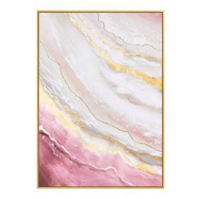 Hand Painted Gold Foil Abstract Oil Painting Wall Art Modern Minimalist Pink Marble Picture Canvas Home Decor For Living Room No Frame (size: 60x90cm)