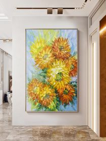 Poster Print Floral Vase Oil Painting Canvas Art Modern Wall Picture for Living Room Vincent Van Gogh Golden Sunflower (size: 100x150cm)