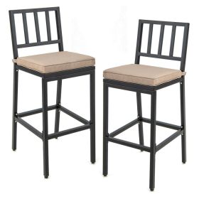 Set of 2 Patio Bar Chairs with Detachable Cushion and Footrest (style: Vertical Stripes)