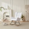 Rocking Chair Nursery, Solid Wood Legs Reading Chair with Teddy Fabirc Upholstered , Nap Armchair for Living Rooms, Bedrooms, Offices, Best Gift,Teddy