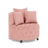 Velvet Upholstered Swivel Chair for Living Room, with Button Tufted Design and Movable Wheels, Including 3 Pillows