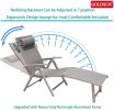 Aluminum Outdoor Folding Reclining Adjustable Patio Chaise Lounge Chair with Pillow for Poolside Backyard and Beach Set of 2