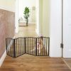 Pet Gate ‚Äì Dog Gate for Doorways;  Stairs or House ‚Äì Freestanding;  Folding ;  Dark brown; Arc Wooden