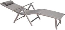 Aluminum Outdoor Folding Reclining Adjustable Patio Chaise Lounge Chair with Pillow for Poolside Backyard and Beach Set of 2