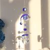 1pc Crystal Sun Catchers; Blue Butterfly Evil Eye Suncatcher Indoor Window With Prism Ball; Sunlight Rainbow Maker Good Luck Hanging Crystals Ornament